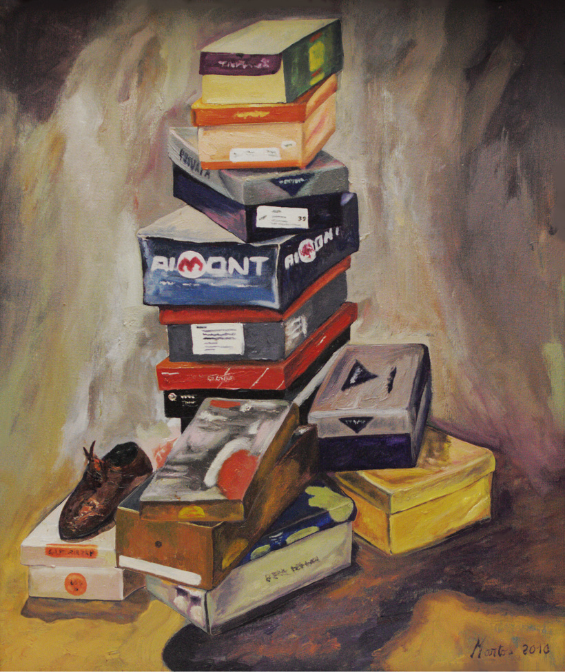 cajas de zapatos oleo